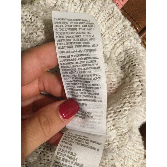 Abercrombie & Fitch sweater womens S camel white heathered cotton boho coastal - Picture 11 of 11